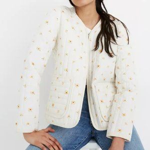 Madewell Cotton Quilted Zip-Up Liner Jacket in French Daisies